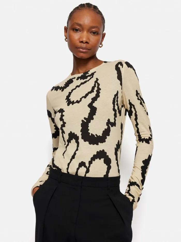 Jigsaw Hydra Coral Cotton Top Cream Women Shirts and Tops