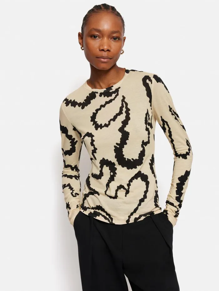 Jigsaw Hydra Coral Cotton Top Cream Women Shirts and Tops