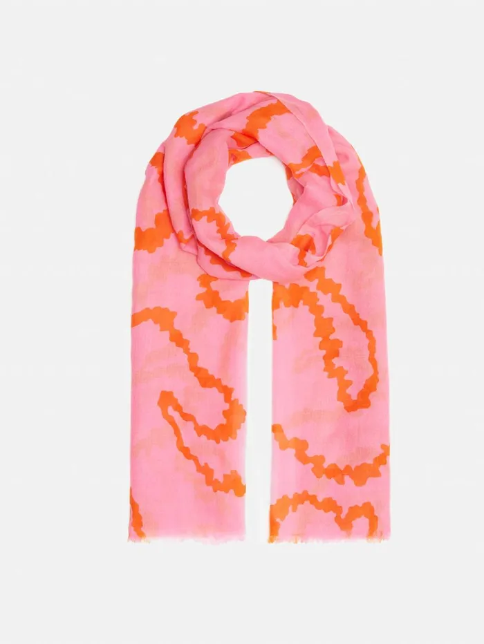 Jigsaw Hydra Coral Gauze Wool Silk Scarf Pink Women Ponchos and Scarves