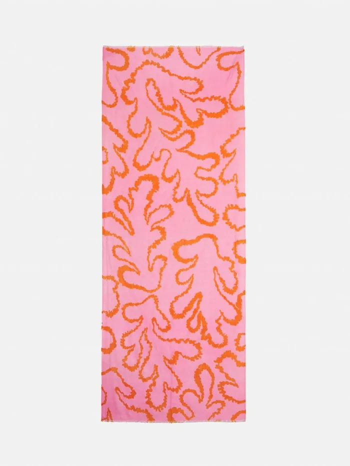 Jigsaw Hydra Coral Gauze Wool Silk Scarf Pink Women Ponchos and Scarves