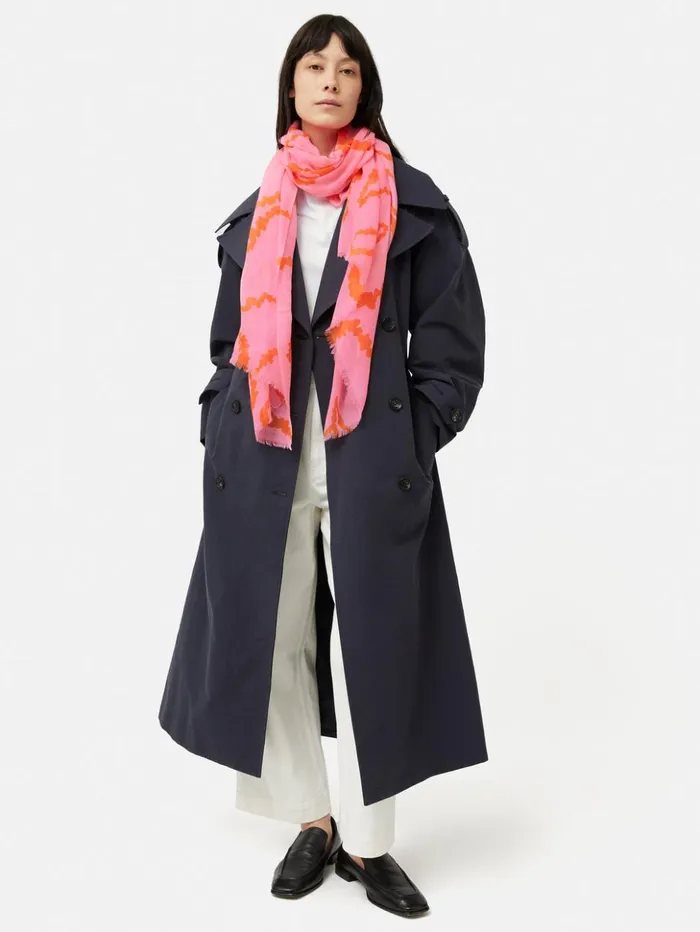 Jigsaw Hydra Coral Gauze Wool Silk Scarf Pink Women Ponchos and Scarves