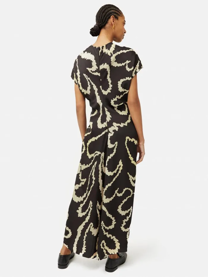 Jigsaw Hydra Coral Satin Crepe Dress Black Women Dresses and Jumpsuits