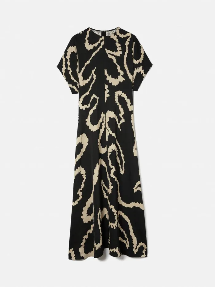 Jigsaw Hydra Coral Satin Crepe Dress Black Women Dresses and Jumpsuits