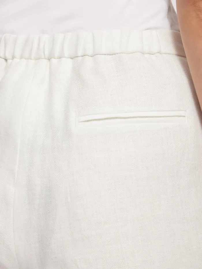 Jigsaw Irish Linen Herringbone Palazzo White Women Trousers