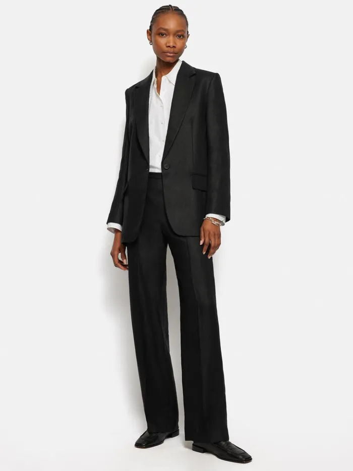 Jigsaw Irish Linen Twill Gibson Jacket Black Women Coats and Jackets
