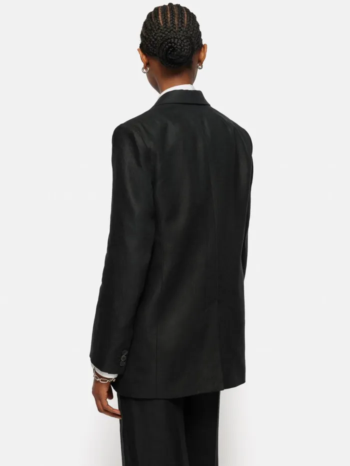 Jigsaw Irish Linen Twill Gibson Jacket Black Women Coats and Jackets