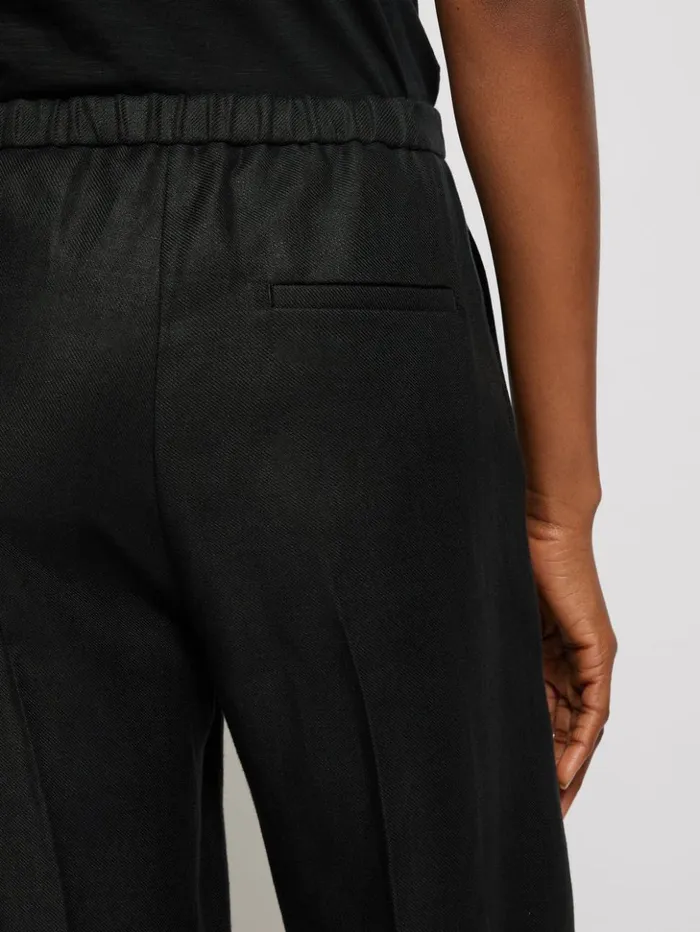 Jigsaw Irish Linen Twill Palazzo Trouser Black Women Trousers