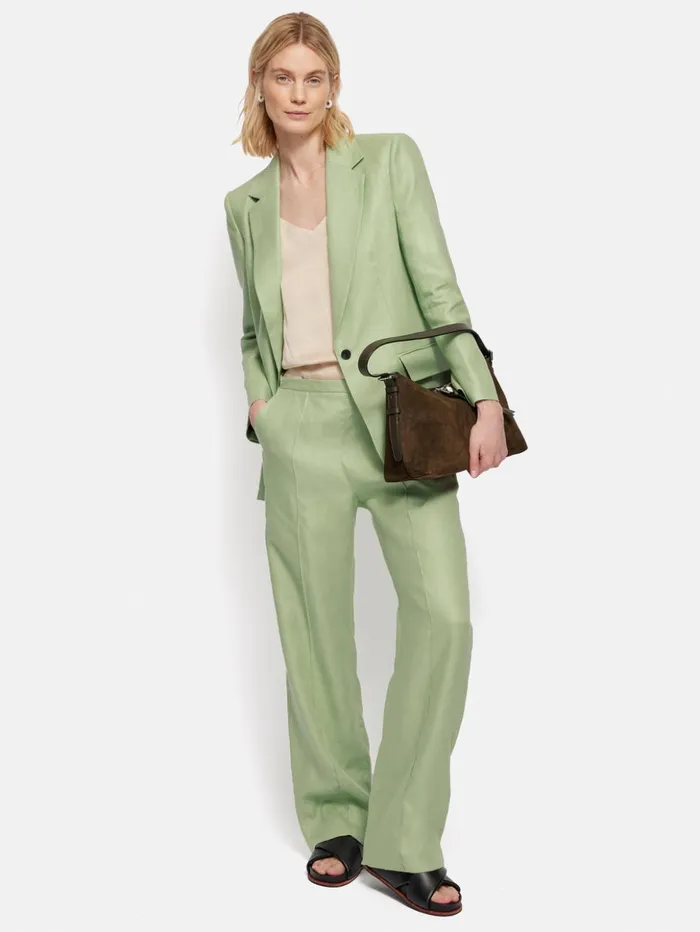 Jigsaw Irish Linen Twill Palazzo Trouser Green Women Trousers