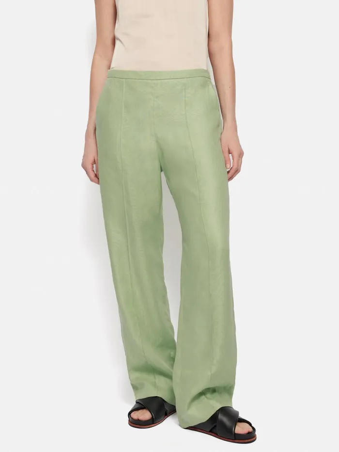 Jigsaw Irish Linen Twill Palazzo Trouser Green Women Trousers