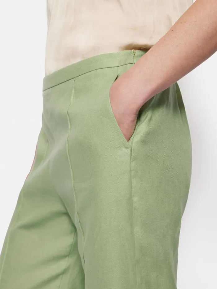 Jigsaw Irish Linen Twill Palazzo Trouser Green Women Trousers