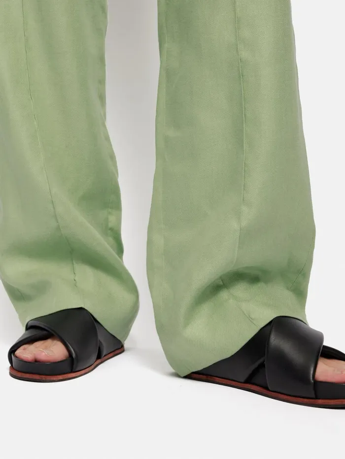 Jigsaw Irish Linen Twill Palazzo Trouser Green Women Trousers