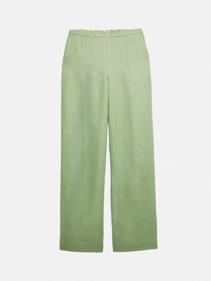 Jigsaw Irish Linen Twill Palazzo Trouser Green Women Trousers