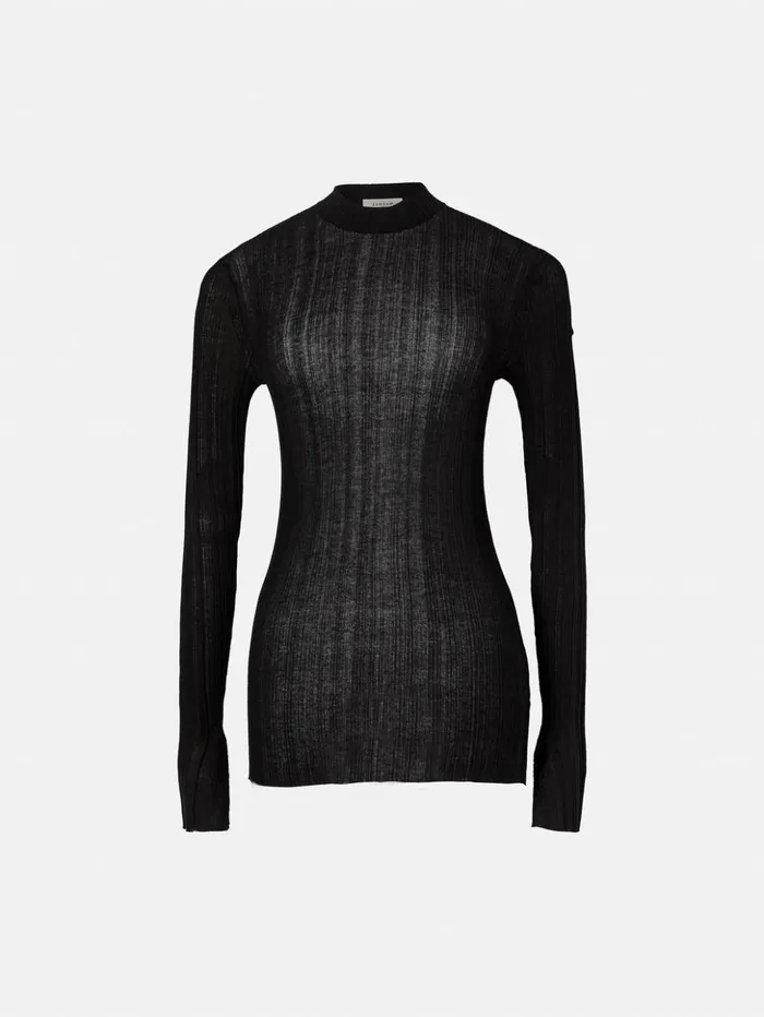 Jigsaw Irregular Plisse Crew Top Black Women Shirts and Tops