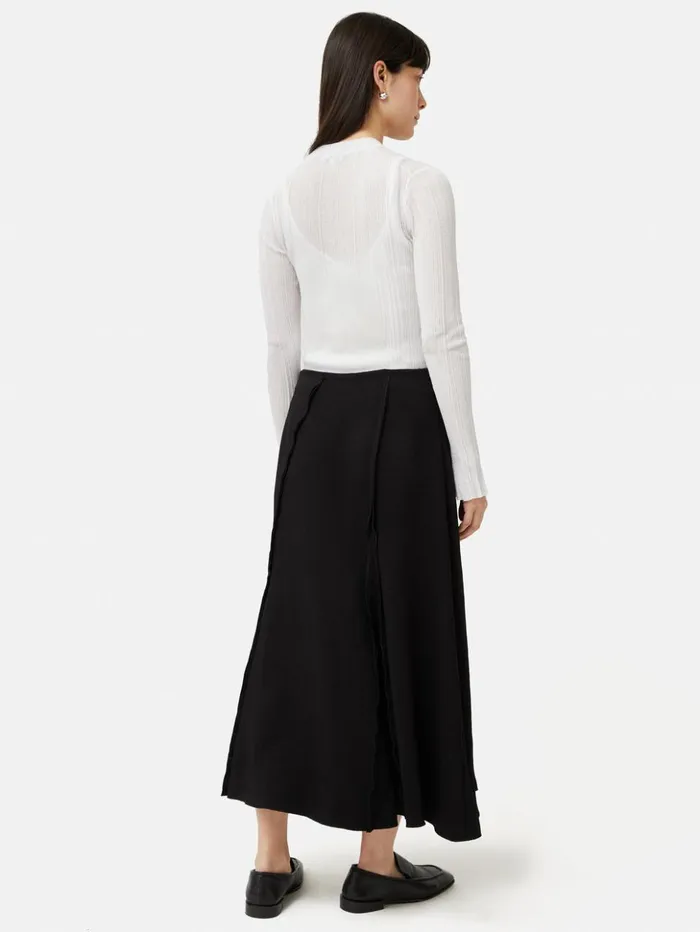 Jigsaw Irregular Plisse Crew Top White Women Shirts and Tops