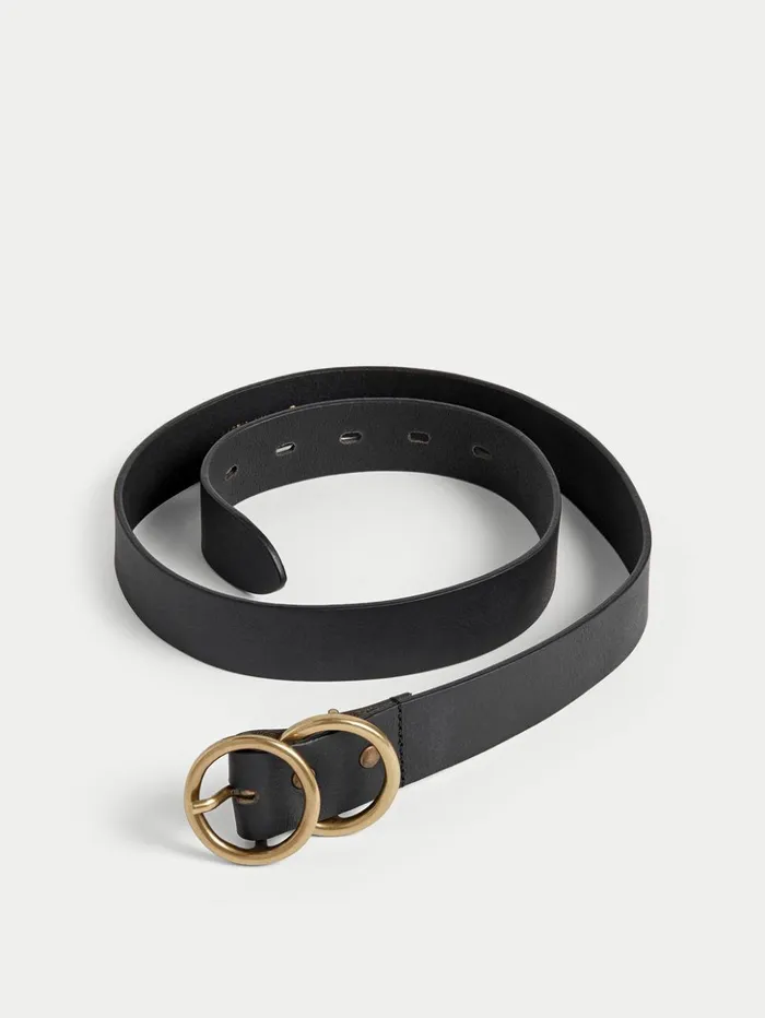 Jigsaw Italian Leather Carlos Belt Black Women Leather