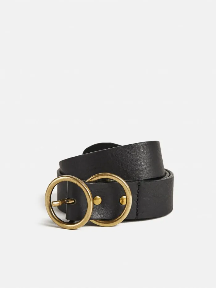 Jigsaw Italian Leather Carlos Belt Black Women Leather