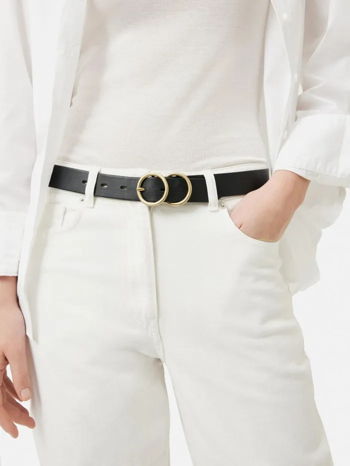 Jigsaw Italian Leather Carlos Belt Black Women Leather