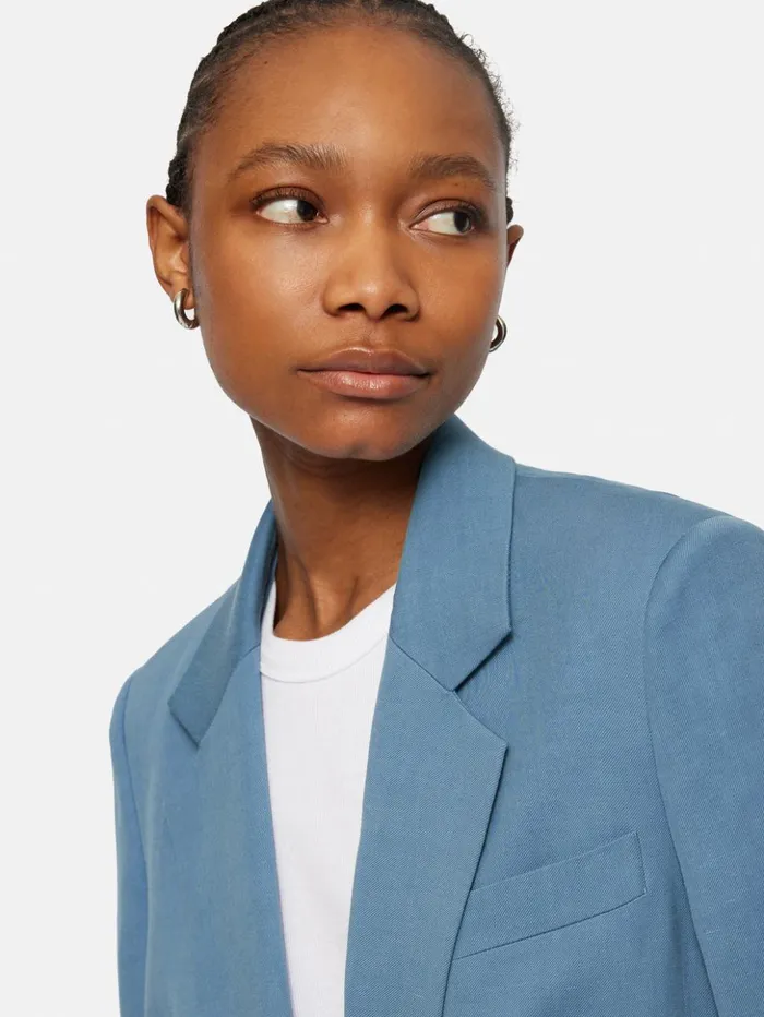 Jigsaw Italian Linen Gibson Blazer Blue Women Coats and Jackets