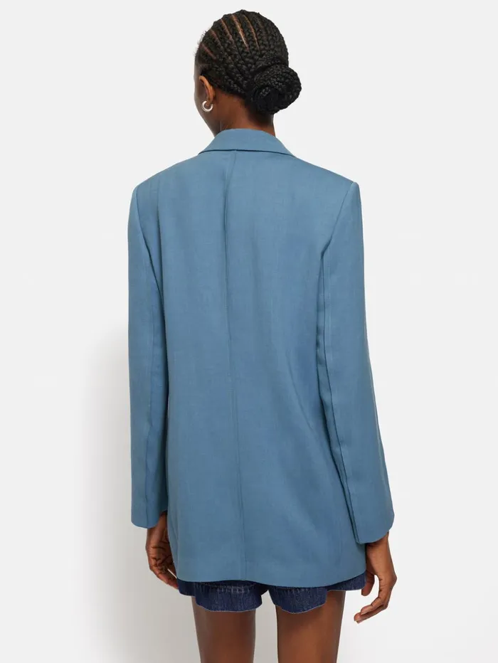 Jigsaw Italian Linen Gibson Blazer Blue Women Coats and Jackets