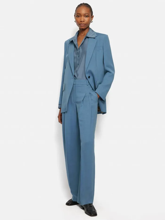 Jigsaw Italian Linen Gibson Blazer Blue Women Coats and Jackets