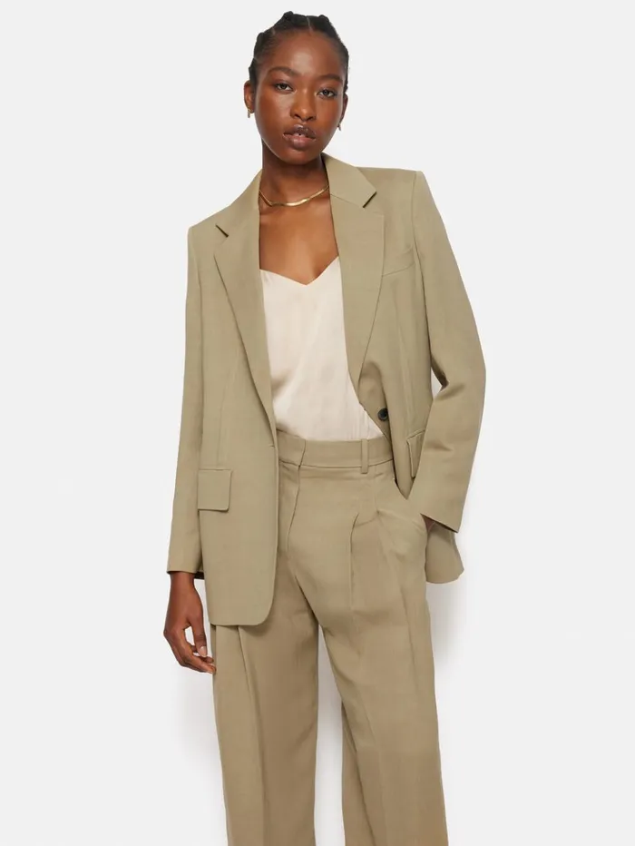 Jigsaw Italian Linen Gibson Blazer Sand Women Coats and Jackets