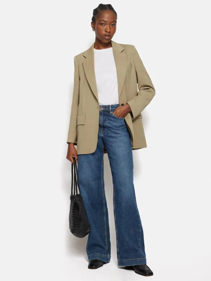 Jigsaw Italian Linen Gibson Blazer Sand Women Coats and Jackets