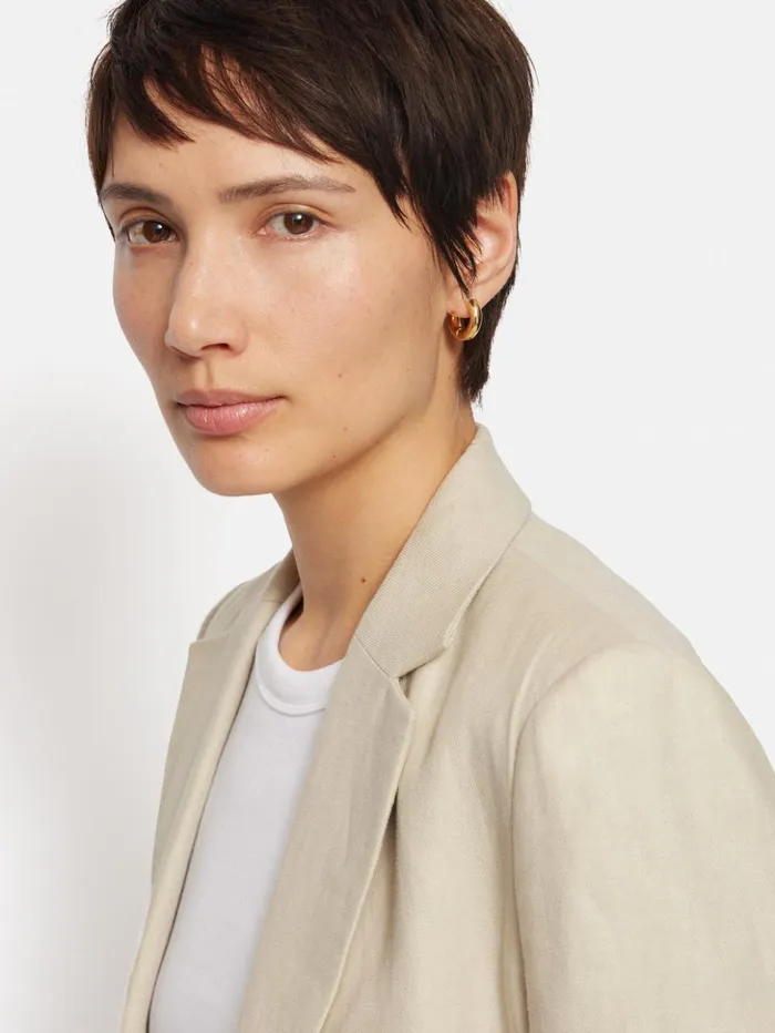 Jigsaw Italian Linen Knox Blazer Stone Women Coats and Jackets