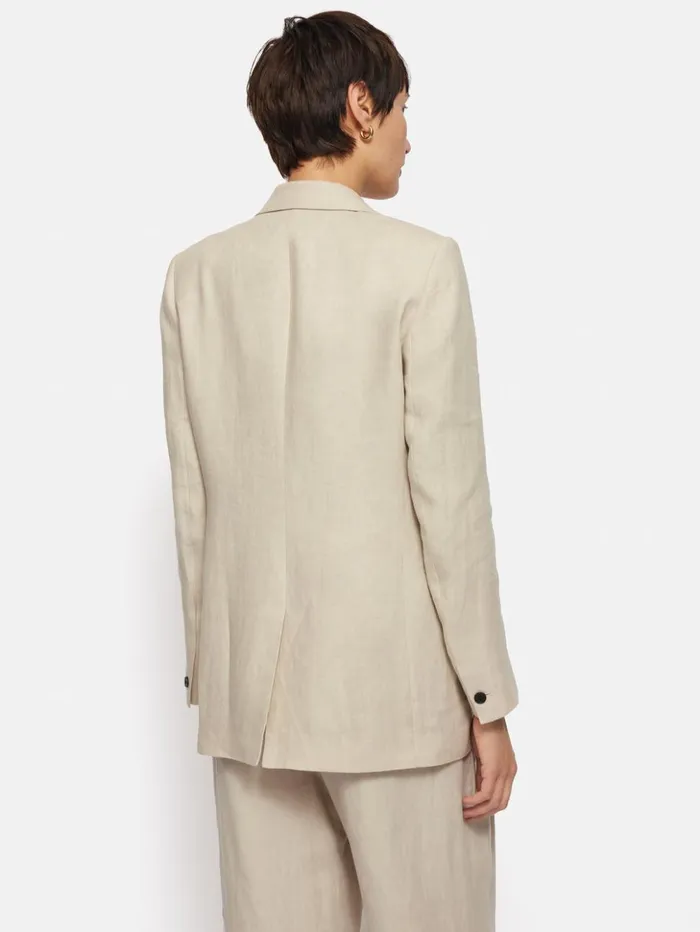 Jigsaw Italian Linen Knox Blazer Stone Women Coats and Jackets