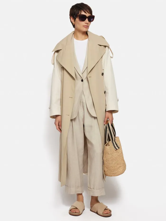 Jigsaw Italian Linen Knox Blazer Stone Women Coats and Jackets