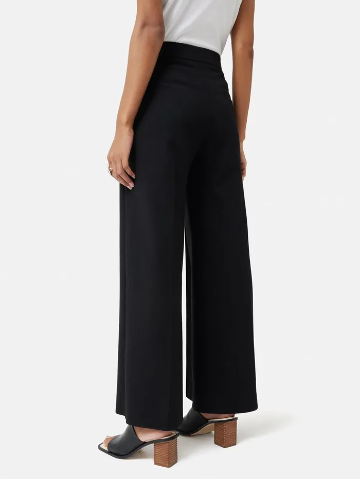 Jigsaw Italian Modern Crepe Sailor Trouser Black Women Trousers