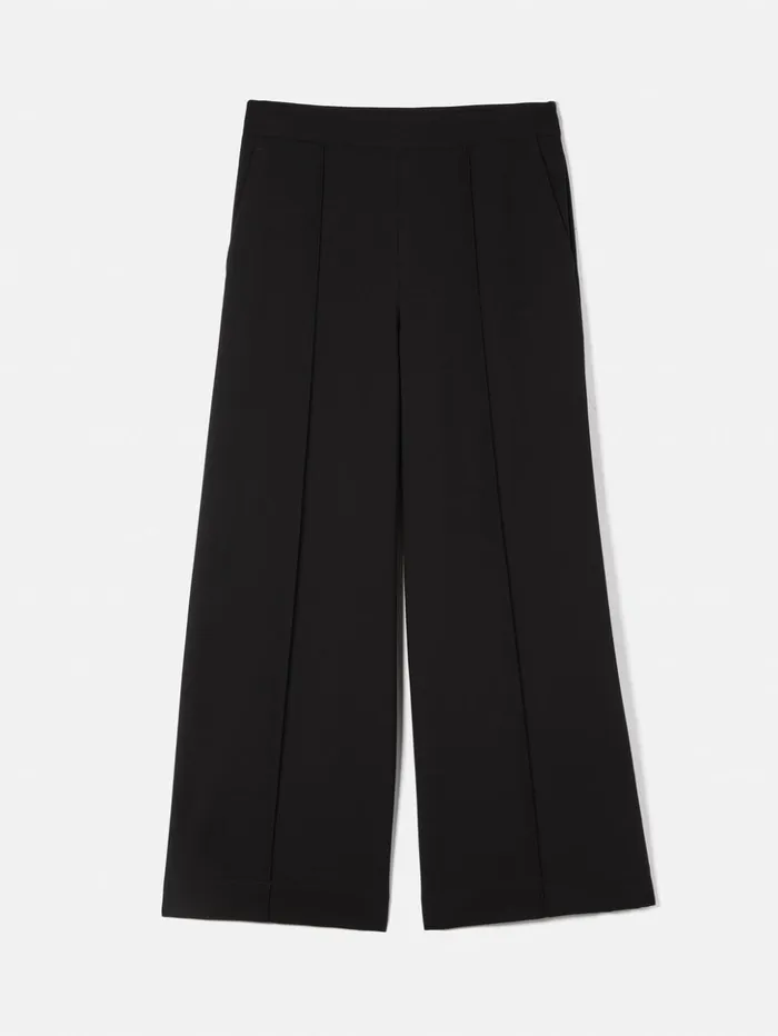 Jigsaw Italian Modern Crepe Sailor Trouser Black Women Trousers