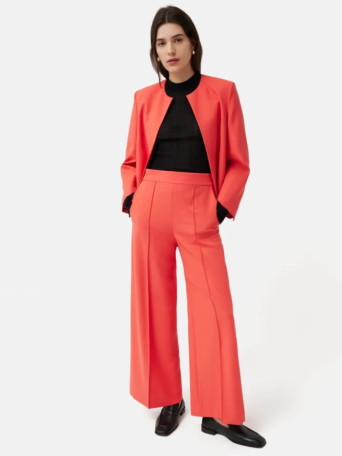 Jigsaw Italian Modern Crepe Sailor Trouser Coral Women Trousers