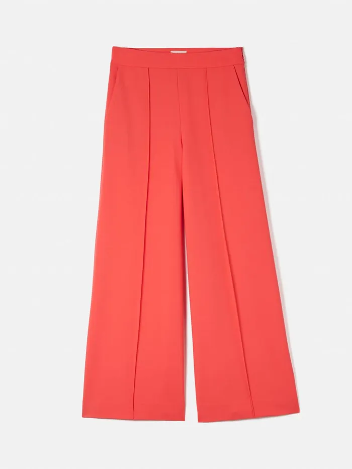 Jigsaw Italian Modern Crepe Sailor Trouser Coral Women Trousers