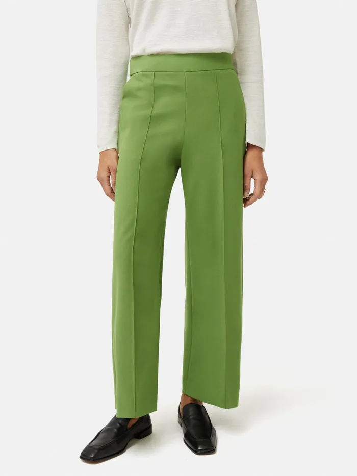 Jigsaw Italian Modern Crepe Sailor Trouser Green Women Trousers
