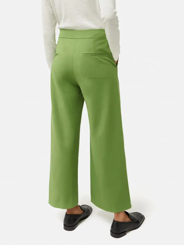 Jigsaw Italian Modern Crepe Sailor Trouser Green Women Trousers