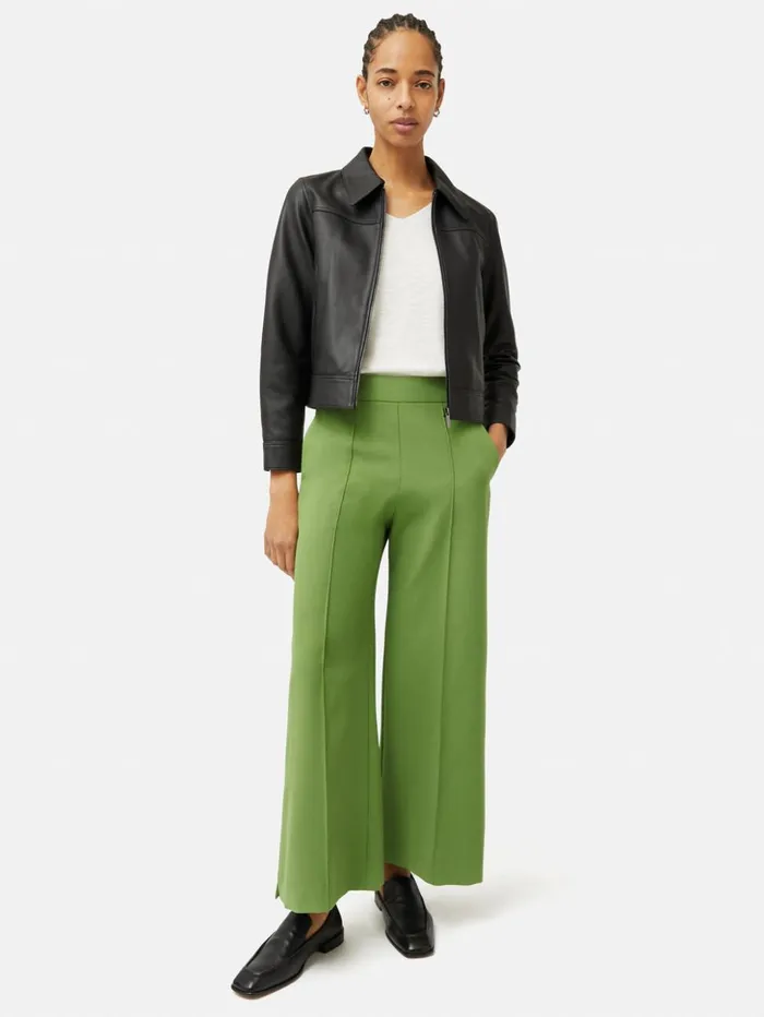 Jigsaw Italian Modern Crepe Sailor Trouser Green Women Trousers