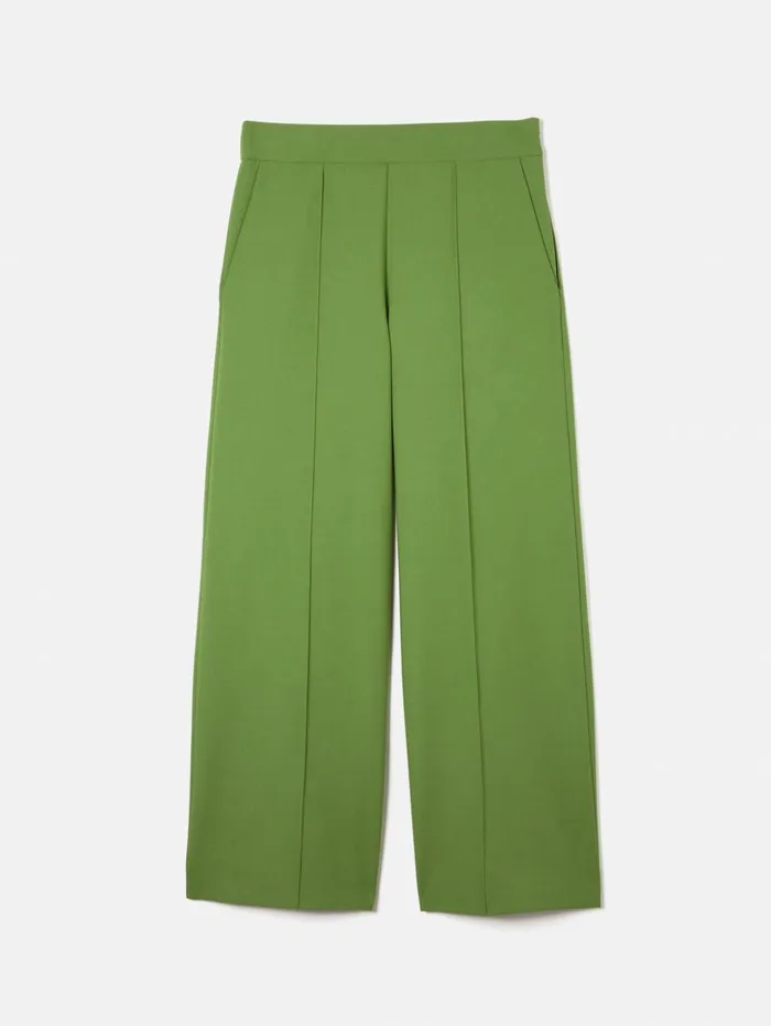 Jigsaw Italian Modern Crepe Sailor Trouser Green Women Trousers