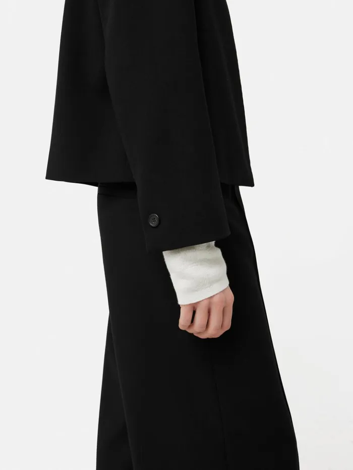 Jigsaw Italian Modern Crepe Short Jacket Black Women Summer Tailoring