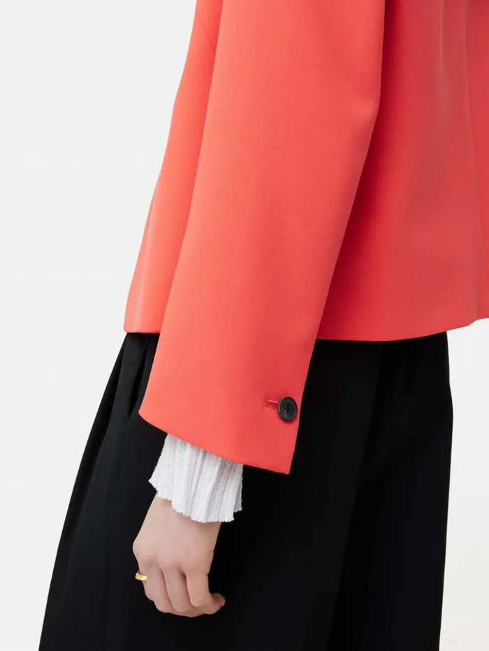 Jigsaw Italian Modern Crepe Short Jacket Coral Women Summer Tailoring