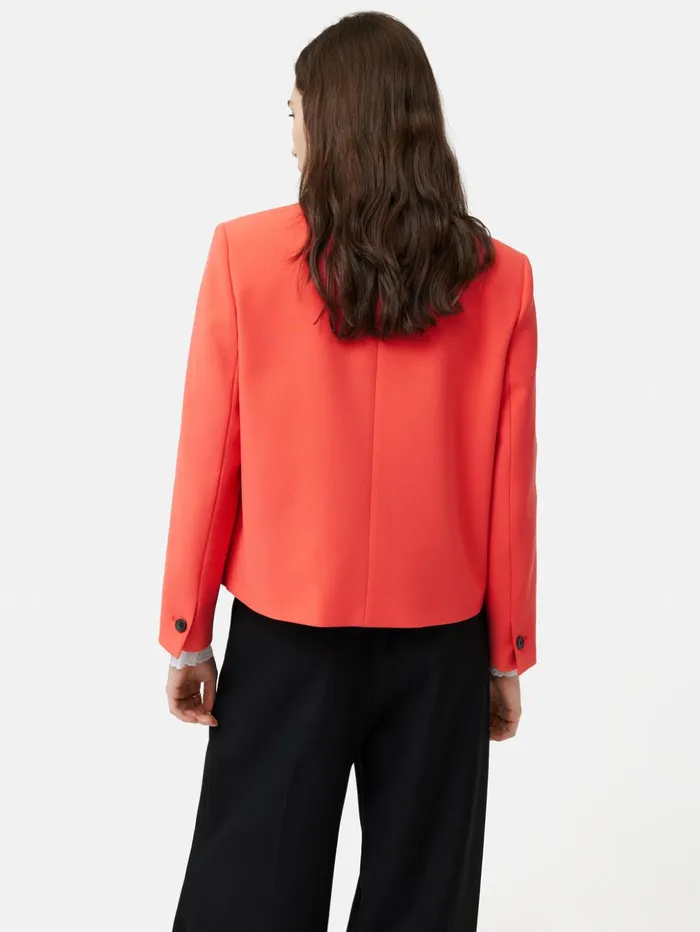Jigsaw Italian Modern Crepe Short Jacket Coral Women Summer Tailoring
