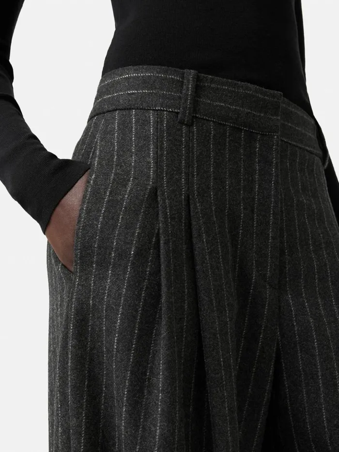 Jigsaw Italian Wool Kemp Pinstripe Trouser Grey Women Trousers