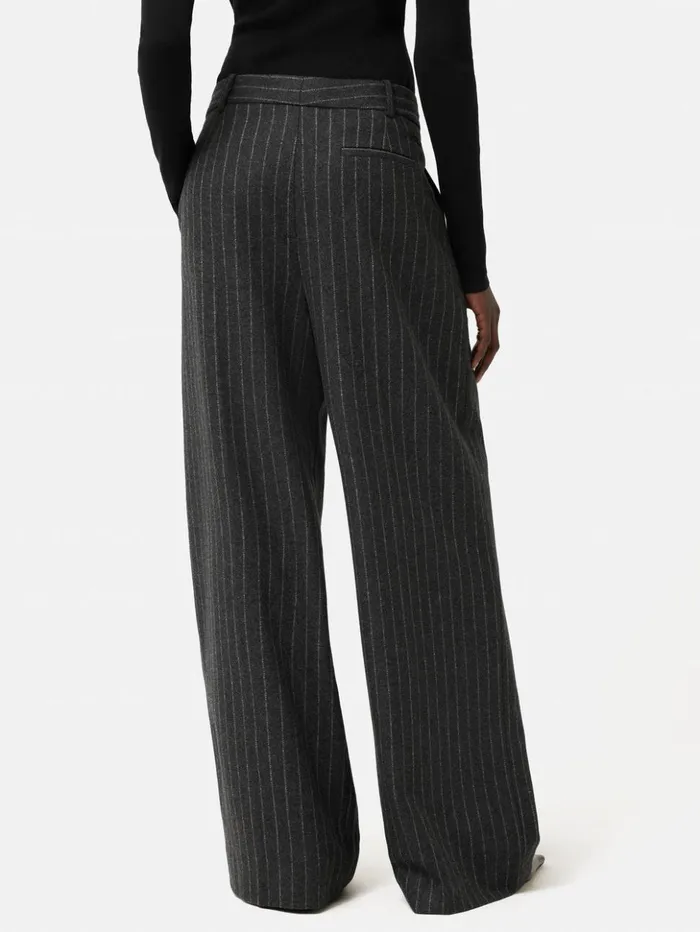 Jigsaw Italian Wool Kemp Pinstripe Trouser Grey Women Trousers