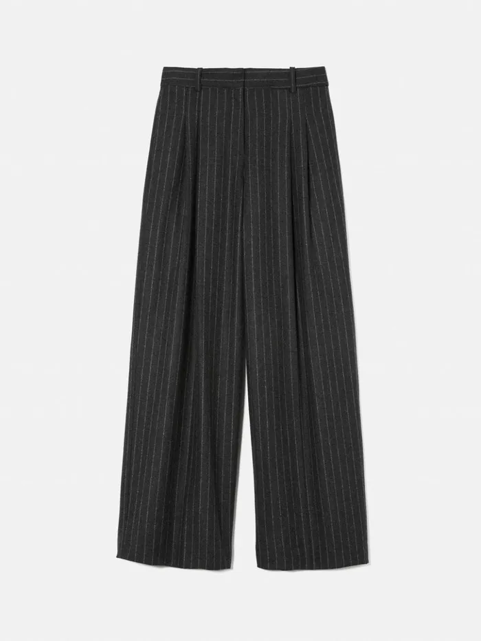 Jigsaw Italian Wool Kemp Pinstripe Trouser Grey Women Trousers
