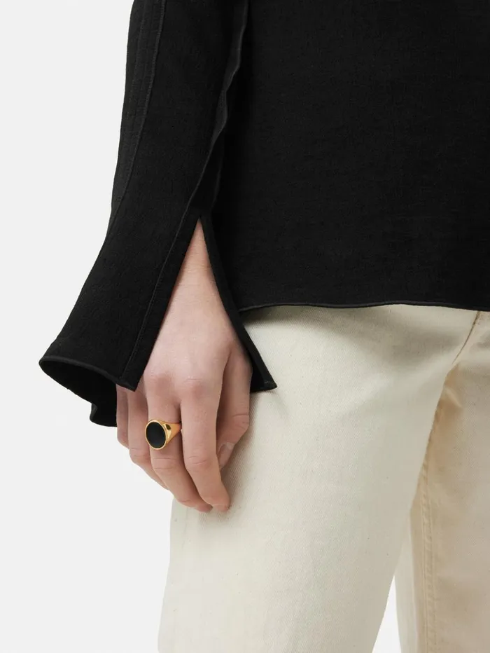 Jigsaw Japanese Crepe Seamed Shirt Black Women Shirts and Tops
