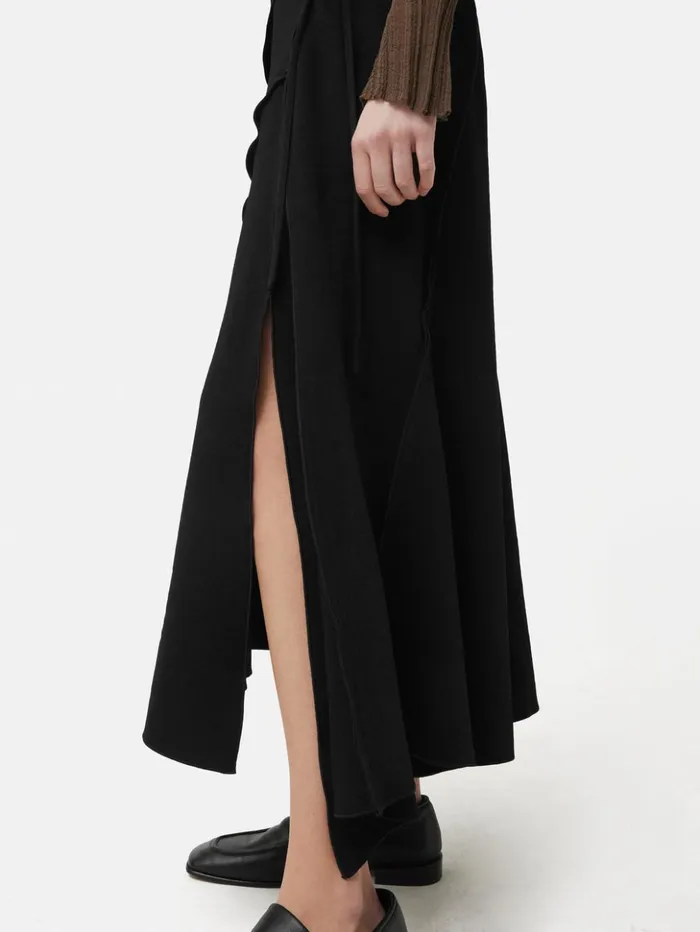 Jigsaw Japanese Crepe Seamed Skirt Black Women Skirts