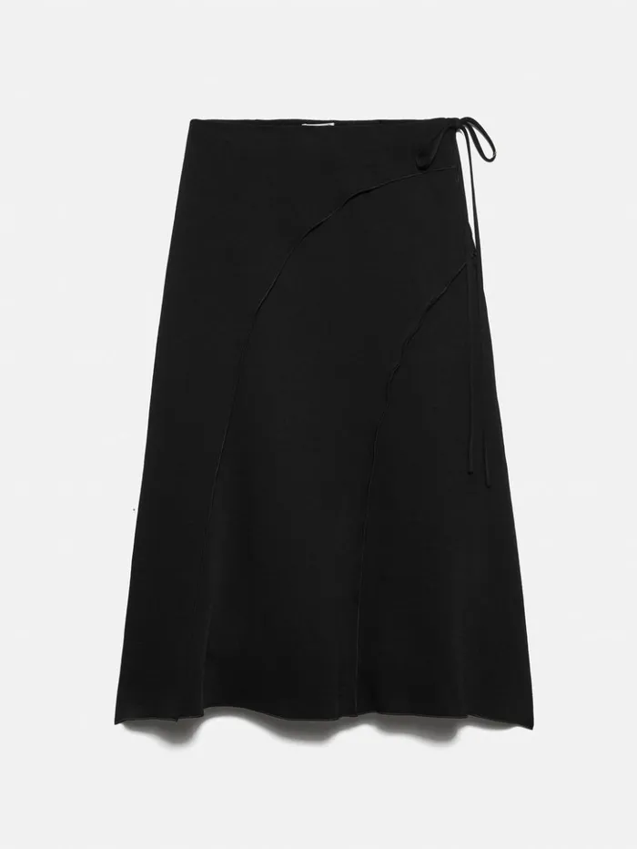 Jigsaw Japanese Crepe Seamed Skirt Black Women Skirts