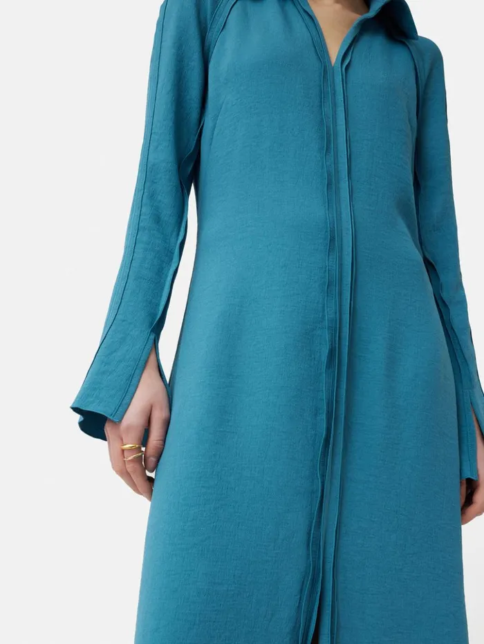 Jigsaw Japanese Crepe Shirt Dress Blue Women Dresses and Jumpsuits