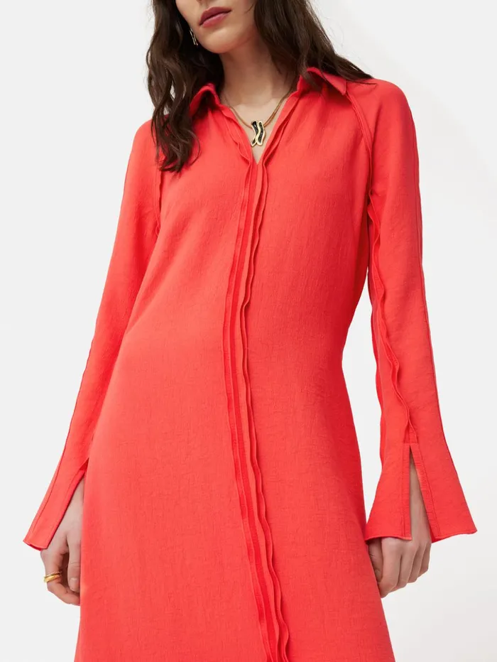 Jigsaw Japanese Crepe Shirt Dress Coral Women Dresses and Jumpsuits