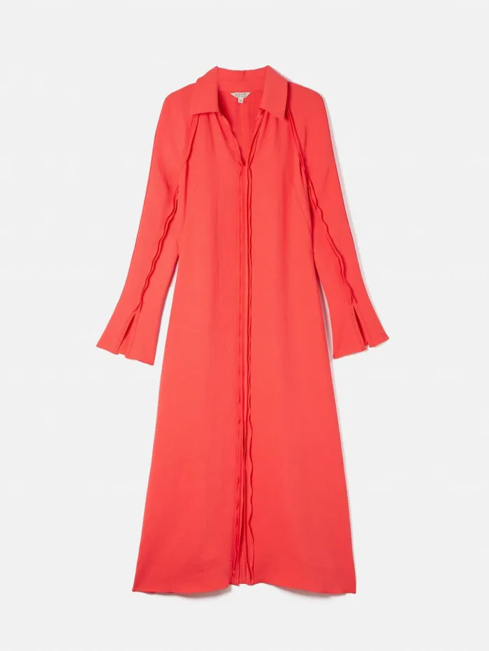 Jigsaw Japanese Crepe Shirt Dress Coral Women Dresses and Jumpsuits