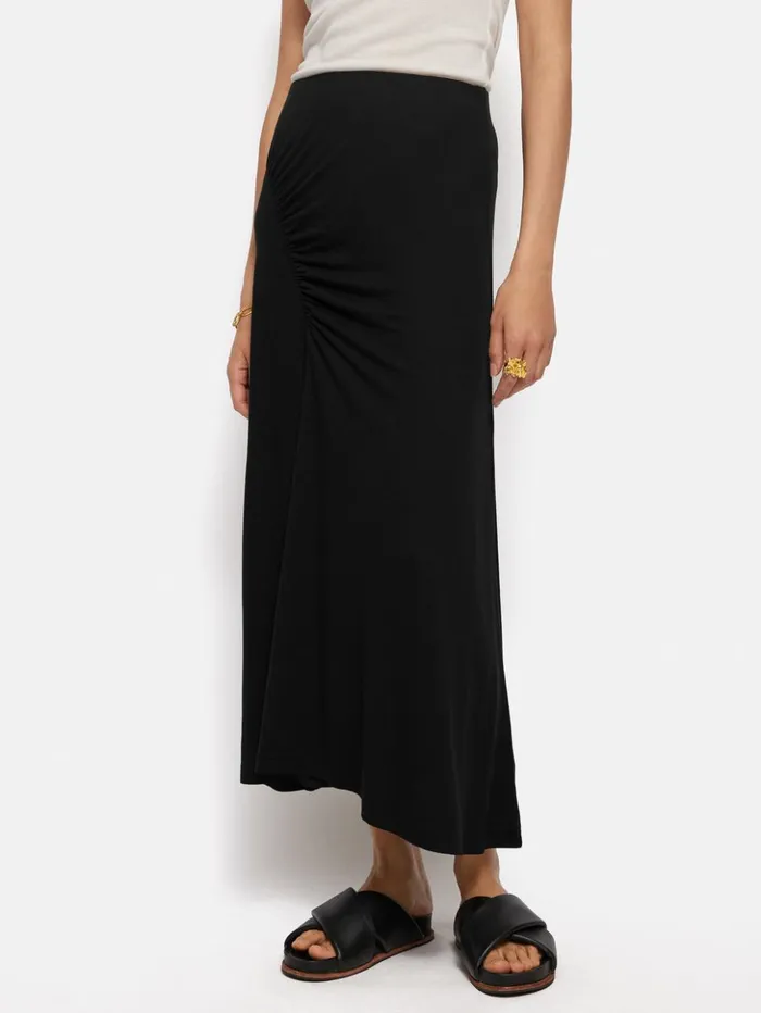 Jigsaw Jersey Ruched Skirt Black Women Skirts